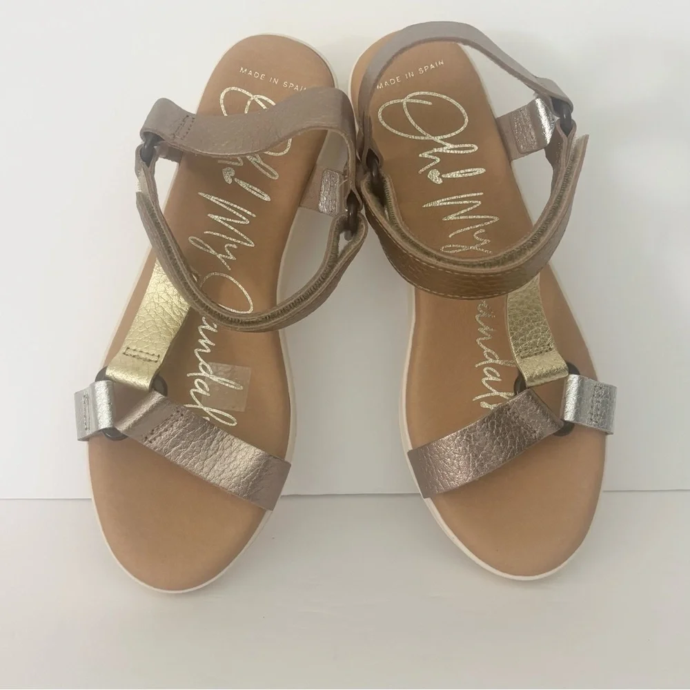 Oh! My Sandals Metallic Multi-Strap Platform Sandals Made in Spain EU 38 US 8